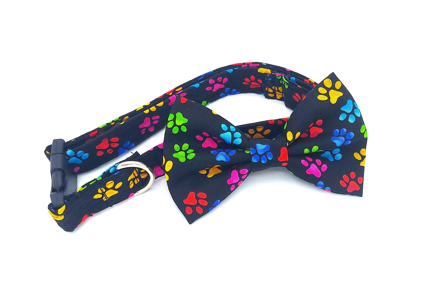 Rainbow Paw Print Dog Collar | Rainbow Paw Print Cat Collar | Cat Collar | Dog Collar | Adjustable Pet Collar | Designer Print Fabric |