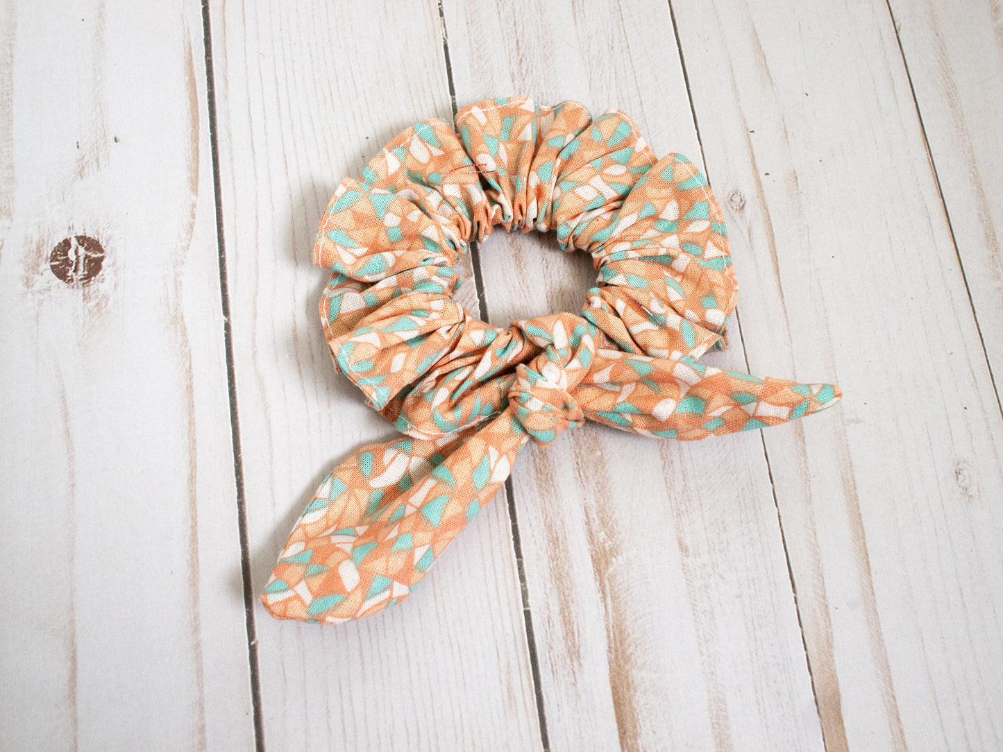 Mommy & Me Bandana Scrunchie Set | Summer Print Bandana | Orange and Blue Modern Print Bandana | Small Dog Bandana | Cat Bandana | Scrunchie