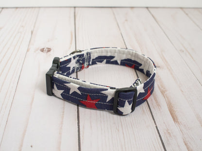 Patriotic Dog Collar | Red White Blue Small Dog Collar | Cat Collar | 3/4" Handmade Fashion Collar | Holiday Collar | 4th of July | July 4th