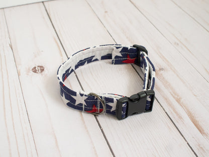 Patriotic Dog Collar | Red White Blue Small Dog Collar | Cat Collar | 3/4" Handmade Fashion Collar | Holiday Collar | 4th of July | July 4th