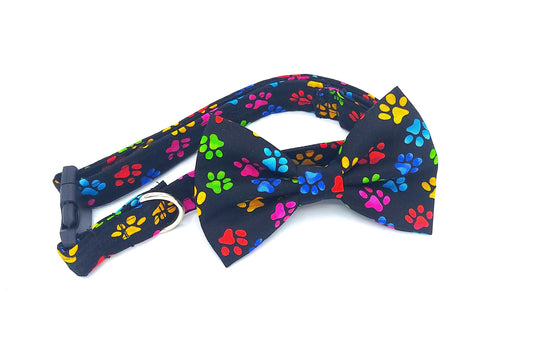 Rainbow Paw Print Dog Collar | Rainbow Paw Print Cat Collar | Cat Collar | Dog Collar | Adjustable Pet Collar | Designer Print Fabric |